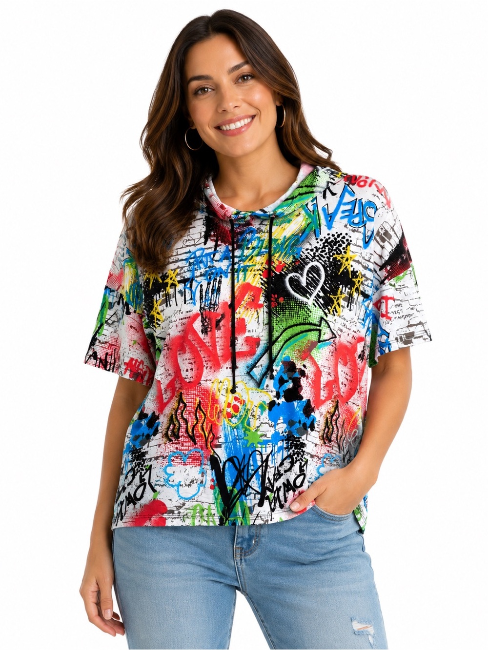 paper tee Multicolor Graffiti Hoodie Tee